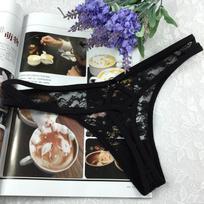 Seksualus moteriškas apatinis trikotažas apatinis trikotažas, nėriniai G stringi, moteriškos kelnaitės žemu juosmeniu KL44 one size juoda