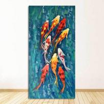 Abstrakcija Devyni karpiai Peizažas Aliejinė tapyba ant drobės Plakatas Svetainei Modernus Dekoras Sienos Menas Paveikslas HD Spaudinys Kinų 20cm×40cm NoFrame blue