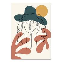 Madingi abstraktūs moters veido drobės paveikslai, Matisse plakatai, linijinio piešinio plakatas ir spaudiniai, spalvingos mergaitės sienos meno paveikslai, dekoras 21cm×30cm NoFrame