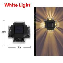 Sieninės saulės lempos, keturių pusių prožektoriai, LED fluorescencinės lempos, lauko sodo kiemo lempos, sieninės plovimo lempos ir vidutinio jautrumo saulės lempos Warm light 500mAh juoda