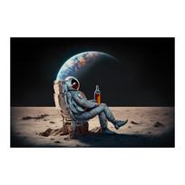 Kosmoso mokslinės fantastikos astronautas geria ant Mėnulio Mėgaukitės Žemės kraštovaizdžiu Sienų menas Drobės tapyba Modernus plakato atspaudas Svetainė Namų dekoras Paveikslai 20x30cm No Frame