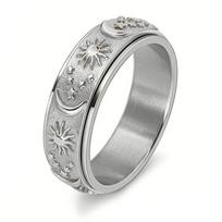 „Star Moon Sun“ besisukantis titano plieno žiedas unisex bohemiškas nerimą mažinantis papuošalų priedai 6 sidabras