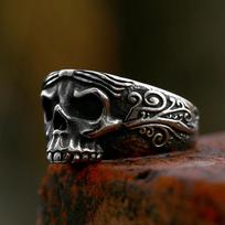Naujo stiliaus Calvarium Skull vyriškų žiedų punk gotikos kietas papuošalas 7 sidabras