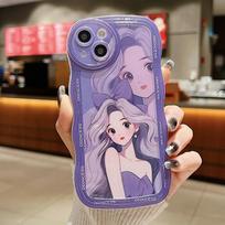 Skaidrus Wave Edge dažytas silikoninis dėklas, skirtas Oppo A38 A58 A78 Xiaomi Redmi Note 12 11 10 Samsung A54 A24 A14 Funda Cute Girl Princes Minkštas TPU dangtelis Infinix Hot 10 (X682) gray