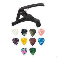 Guitar Capo for Acoustic Electric Guitars with 10pcs Colorful Plastic Picks black