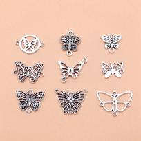 Laumžirgis Drugelis Mišinys Rinkinys Pakabukai Aksesuarai Elementai Reikmenys Papuošalams A02-9pcs-Mix Size white