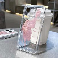 Butterfly Pattern Shell, skirtas iPhone 16 Pro 15 14 Plus 13 12 Mini 11 Pro Max Xs Max XR XS X 8 7 Plus skaidraus silikono minkštas plonas dėklo dangtelis iPhone 15 rožinė