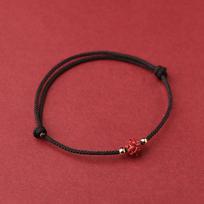 Tibeto budistų lotoso karoliukais papuošta apyrankė rankų darbo pinta reguliuojama Lucky Red brown
