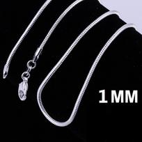 Mados tendencijos papuošalas karoliai 1MM gyvatės grandinėlė su grandine gyvatės kaulo grandinė 18 inch