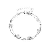 Madingi deimantiniai rutuliniai krištoliniai papuošalai su dviguba anklet paplūdimio pėdoms one size sidabras