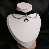 Madingas juodo aksomo mėnulio pakabuko karoliai moterims Punk Gotikinis Gėlės Raktikaulio Grandinėlės Pakabukas Chokeris Papuošalai Helovino Dovana