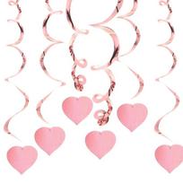 1 pakuotė Širdies formos pakabukas PVC spiralinis vakarėlio pakabukas sūkurinė girlianda vestuvėms Valentino dienos vakarėliui rožinė
