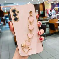 „Samsung Galaxy A15 4G A25 A35 A55 5G A05S Luxury Plating Love Heart“ apyrankės grandinės dėklas ant 15 25 35 55 05 minkšto galinio dangtelio A15 4G