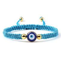 Mados Lucky Red String Evil Eye Apyrankė Auksinė stora Virvė Rankomis austi reguliuojami Draugystės papuošalai Hamsa apyrankė Moterys Vyrai Bracelet mėlyna