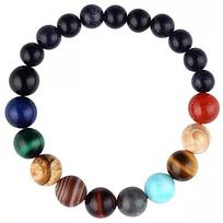 Moterų Visatos Aštuonių Planetų Galaktikos Saulės Sistemos Apyrankė su Natūralaus Kristalo Akmenukais Papuošalas Dovana ADM 8mm-10mm black