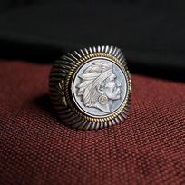 New Men's Two-color Ring, Creative Indian Avatar Personalized Punk Jewelry No. 6