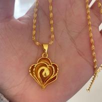 Auksinė Širdelė ir Vandens Lašas Rožės Karoliai Pakabukas Heart Pendant + Water Necklace