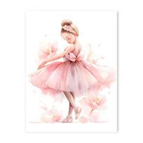 Rožinė Balerina Mergaitė Vienaragis Drugelis Vaikų Kambario Dekoratyvinis Drobės Tapyba Darželio Sienos Meno Plakatas Nuotraukos Kūdikio Miegamojo Dekoras 21cm×30cm NoFrame