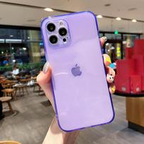 iPhone 16 Pro Max Fluorescentinis TPU dėklas: Skaidrus, Pilnas padengimas, Vienspalvis 12 Pro Max violetinė