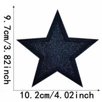 Blizgučių žvaigždės siuvinėtas pleistras drabužiams, krepšiams ir kepurėms juoda