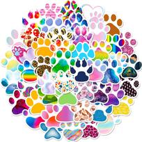 50PCS Fun Paw Print Stickers, Dog Cat Animal Footprint Art Decals for Laptop, Luggage & Decoration