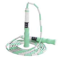 Beaded Skipping Rope Fitness Jumping Rope for Kids Men and Women Tangle Free Segmented Adjustable Length Jump Rope žalia