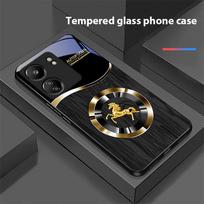 Wood Grain Horse Blue For Xiaomi Redmi 13C Note13 12 Pro Plus 5G Note 9 13T Pro POCO X6 F5 F6 Black Tempered Glass Phone Case Redmi NOTE 7