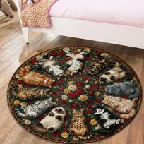 Cat Gorgeous Round Area Rug,Carpet Rug for Living Room Bedroom Sofa Playroom Decor,Non-slip Floor Mat68 80cmx80cm