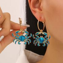 Exaggerated Alloy Lobster Crab Pendant Earrings – Beach Resort Style for Women black