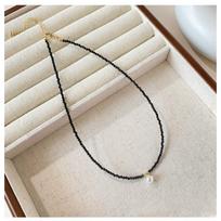 Black Crystal Collar Chain, Pearl Necklace - A Unique Summer Accessory for The Petite, Elegant Neckwear.