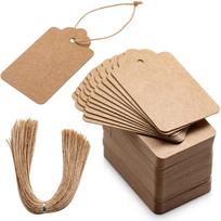 350 g Kraft popieriaus pakabinamos etiketės su kanapių virve šventinėms etiketėms ir žymekliams Single 7.1*4.3cm card beige