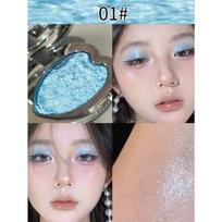 Metallic Glitter Heart Single-Color Eyeshadow Palette, Waterproof Sweat-Proof For Music Stage Performances, Halloween Parties Eye Shadow Palette gray