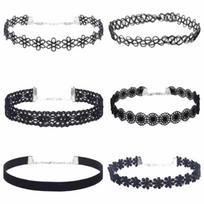 6Pcs/Set Black Color Lace Chokers Vintage Style Punk Necklace Fashion Gothic Elastic Necklace  Daily juoda