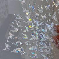 Svajingi blizgantys undinėlės uodegos drugelio nagų lipdukai kriauklės drugelio nagų lipdukai 3D nagų dailės dizaino dekoravimo lipdukai onesize