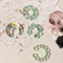 4Pcs/Set Transparent C-ring Threadless Ear Cuffs Colorful Ear Bone Clips Set Clip On Earrings  Party Style F