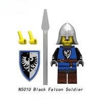 The N501U-N504U Black Falcon Soldier Lion Knight Action Figures Model Blocks MOC Bricks Set Gifts Toys