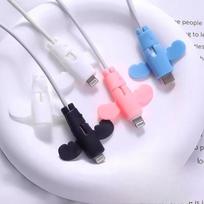 Angel Data Cable Protector Sleeve Universal Soft Silicone Anti-Fracture Connector Cover for Mobile Phone Charger Cord 1PC rožinė