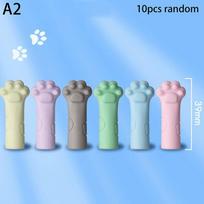 10Pcs 2 In 1 Erasers Pencil Nib Protective Cap Cartoon Cat Shape Pen Top Protector Cover Eraser Student Stationery A2