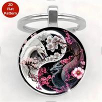 Yin Yang Dragon Keychain Pendant - Universal Unisex Car Charm Accessory
