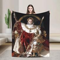 Napoleon the Great Portrait Art Blanket  Emperor Painting Flannel Warm Throw for Home Spring Autumn Travel 100x150cm