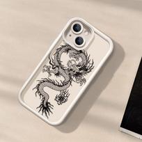 Black line dragon for iPhone17PorMax mobile phone case 14 Apple 13 matte 12/15 all-inclusive fine hole apple 15