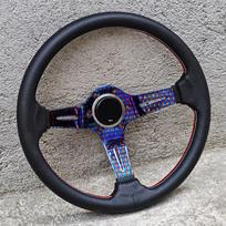JDM Burnt Blue Style Steering Wheel 14inch Universal Sim Racing Sports Steering Wheel PCD 74MM A