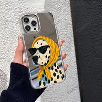 Korean ins wind spotted dog suitable for Apple 17pro with mirror mobile phone case Apple 15 mirror protective case 16pm Apple 17