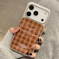 ins Korean glitter plaid bow for Apple 16/17Promax mobile phone case IP15 Epoxy water condensation 14 IPhone17ProMax