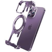 Eary Frameless for iPhone 16/15/14/13 Pro Max Case for Magsafe 360°Rotation Finger Ring Holder  Bumper Protective Cover Shells For iPhone 15 violetinė