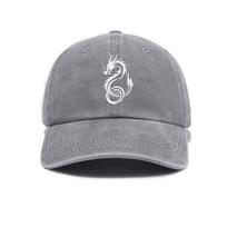 Dragon print washed distressed soft top outdoor sunshade baseball cap for men and women versatile baseball cap