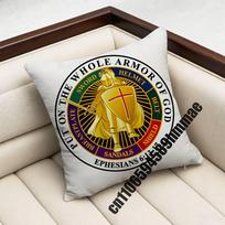 For Ephesians 613-17 Knights Templar Put On The Whole Armor Of God Throw Pillow Case Sham Square Pillowcase Pad Cushion Cover Peach skin 18*18(CM)-1Pcs