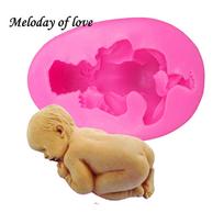 Silikoninė forma 3D Sleep baby rankų darbo muilo formelė šokoladinis pyragas pasidaryk pats sausainių fondant dekoravimo įrankiai rožinė
