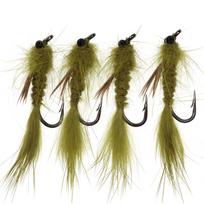4 vnt. Nr. 10 Olive Living Dragon Fly Nymph Streamer upėtakių muselinės žvejybos reikmenims masalas