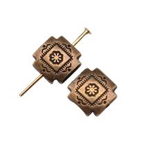 5vnt Maži kvadratiniai karoliukai telefono žavesio senovinė bronzos spalva 4X10mm